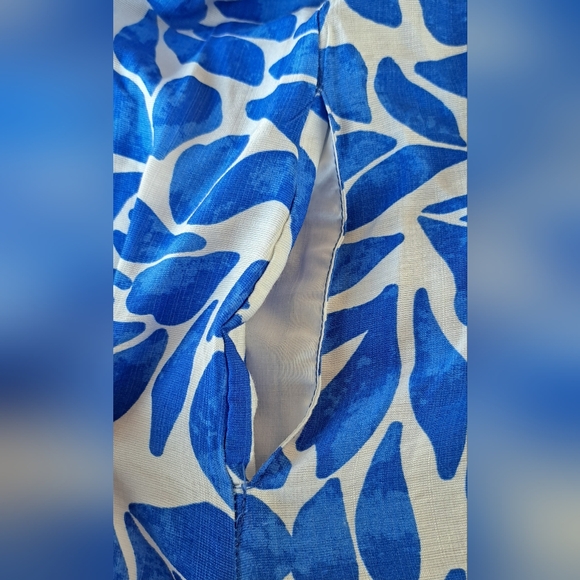 Mlle Gabrielle Blue and White Leaf-Print Shirt Dress - Picture 8 of 11